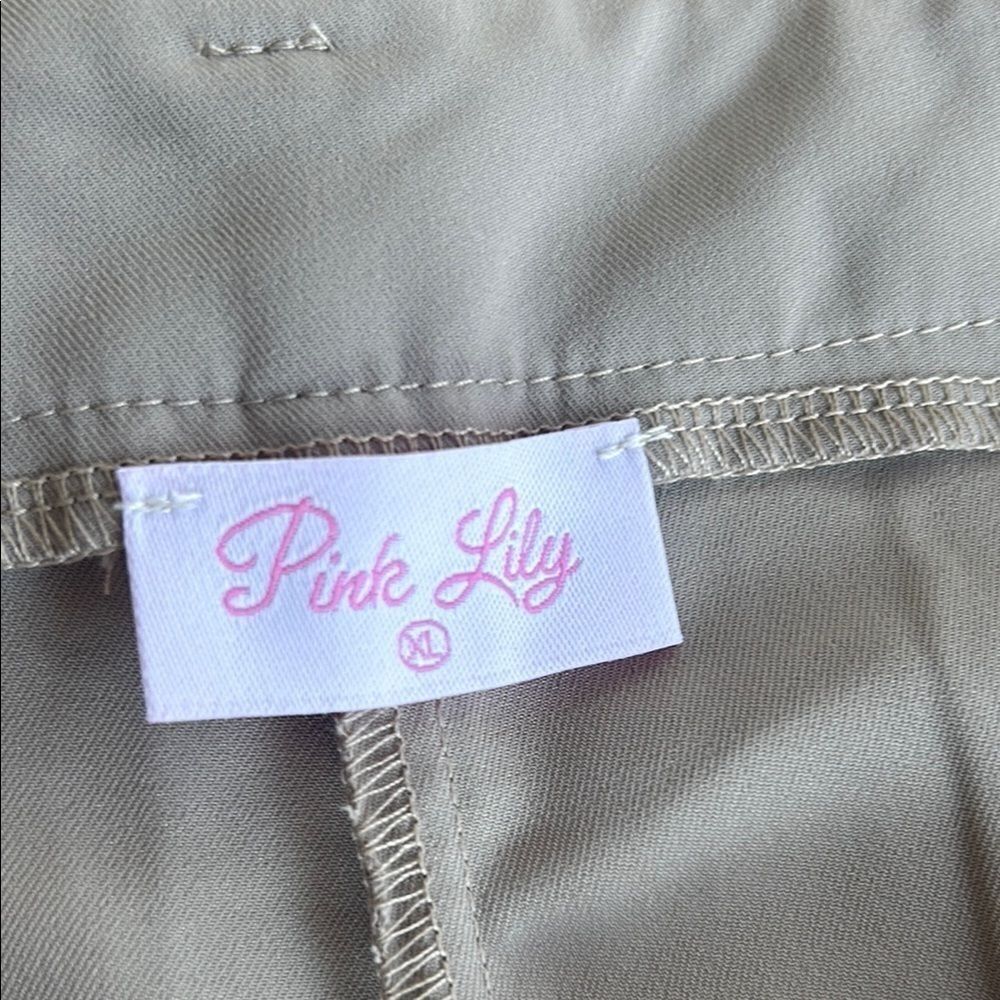 Pink Lily tan  Wide Leg Pants with Flat Waistband   E - Picture 2 of 9